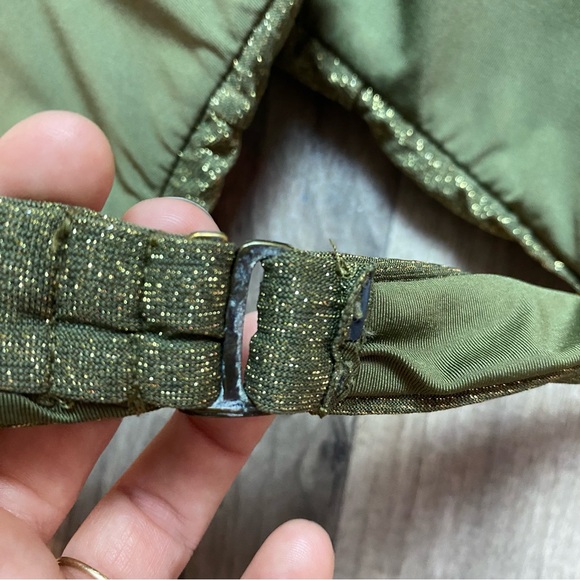 So Luna Swim Green Glittery Halter Swim Top Size Medium - Picture 6 of 7